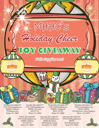 MHHC Holiday Cheer Toy Giveaway | December 16-23 at MHHC Health Centers
